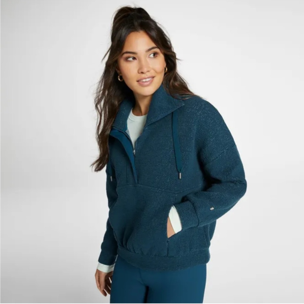 CALIA Half-Zip Teal Placket Pullover Sweatshirt